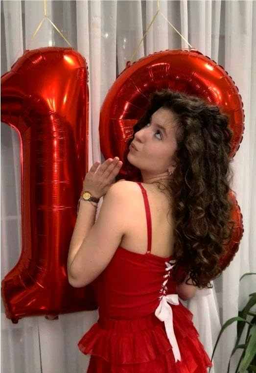 Number Balloon Red 1 Balloon 40 Inch, Red One 1st Number Balloon for First Birthday, 1 10 11 12 15