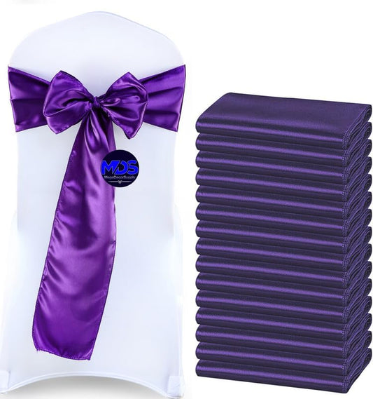 MDS Pack of 100 PCS Satin Chair Sashes Charmeuse Sateen Dining Chair Bows Ribbon Ties Back Sash for