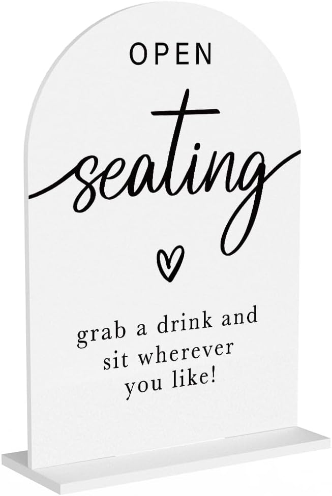 Acrylic Wedding Sign Wedding Signs for Ceremony Open Seating Sign for Wedding Modern Calligraphy
