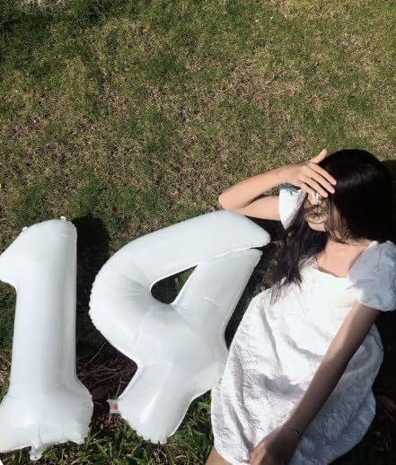 40 Inch White Large Number 4 Birthday Balloon, Giant Number Four 14 24 34 40 44 Balloons, White