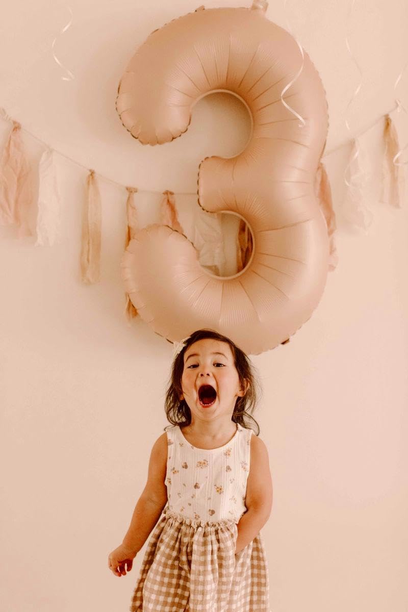 40 Inch Light Brown 3 Large Number Balloon, 3 13 23 30 33 36 Light Brown Birthday Party