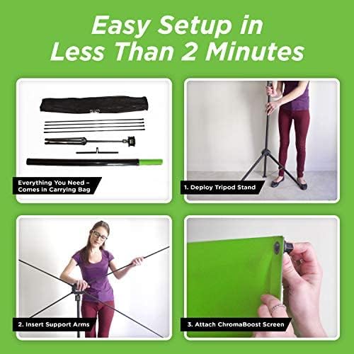Valera 90in Green Screen Backdrop with Stand for Streaming, Ultra Portable 2 Min Setup, Portrait &