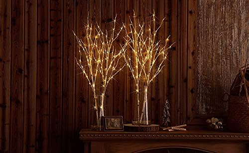 Fudios Lighted Branches with Timer Battery Operated 30IN Tall Birch Twig Lights for Vase 100 LED