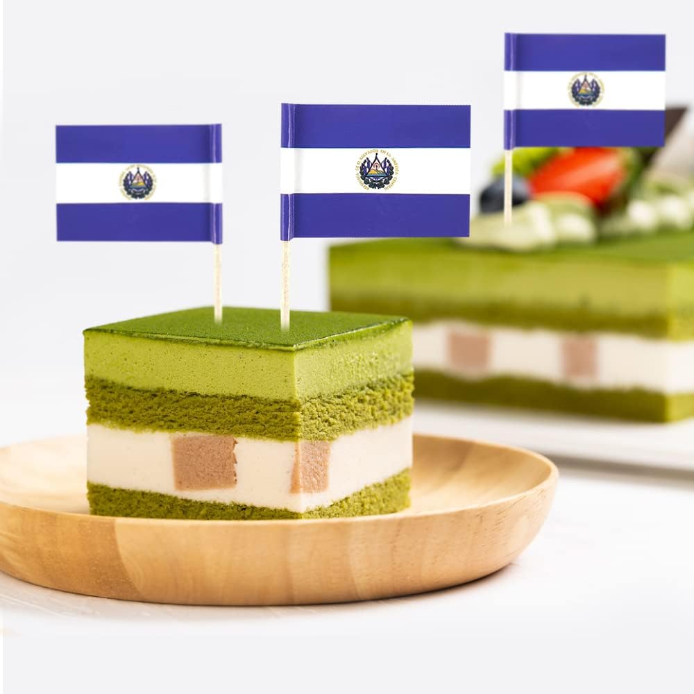 El Salvador Flag Salvadoran Flag, Small Mini Salvadoran Toothpick Flags for Food, Cupcakes