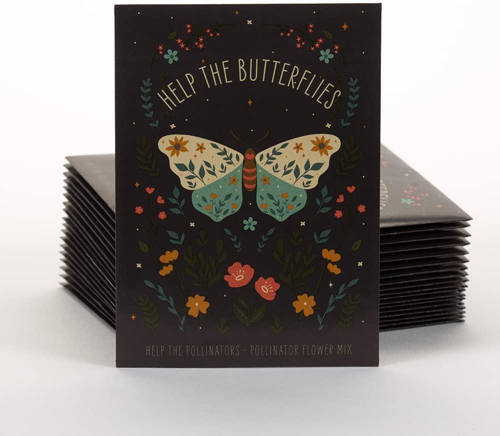 Bentley Pollinator Wildflower Mix, 25 Non-GMO Non-Coated Packets for Garden Planting, Help
