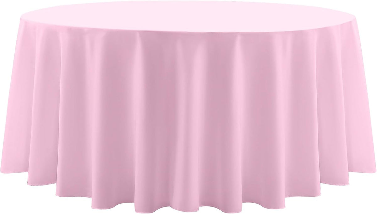 Round Tablecloth 2 Pack 108 Inch Pink Tablecloths Washable Decorative Linen Polyester Table Clothes