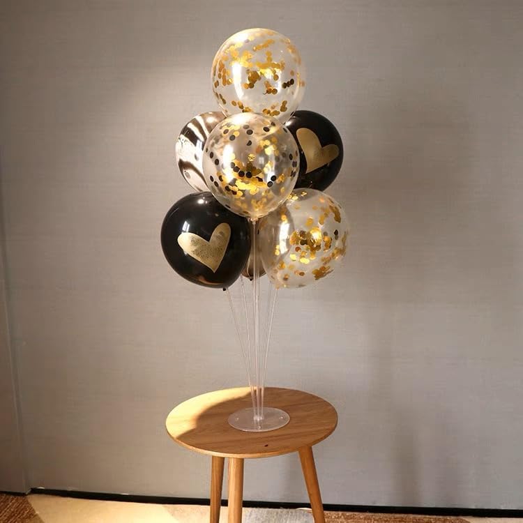 Bezente Black Gold Confetti Latex Balloons - 60 Pack 12 inch Helium Black Gold Confetti Balloons