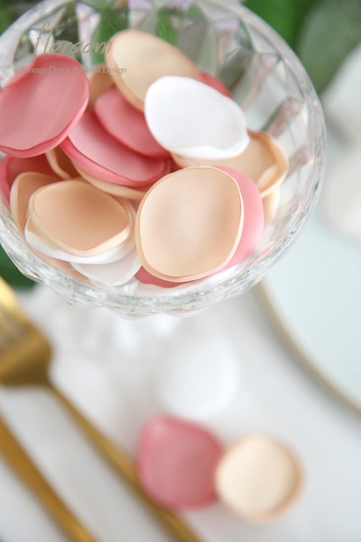 Floroom 300pcs Rose Petals Champagne Pink Faux Silk Flower Petals for Wedding Flower Girl Basket