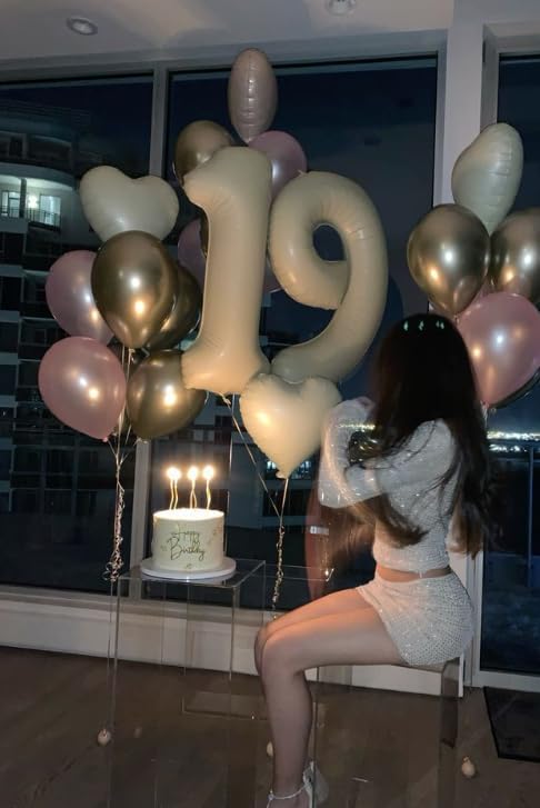 Cream White 1 Number Balloon 40 inch, Number 1 Birthday Balloon for Boy Girl, Cream White Foil One