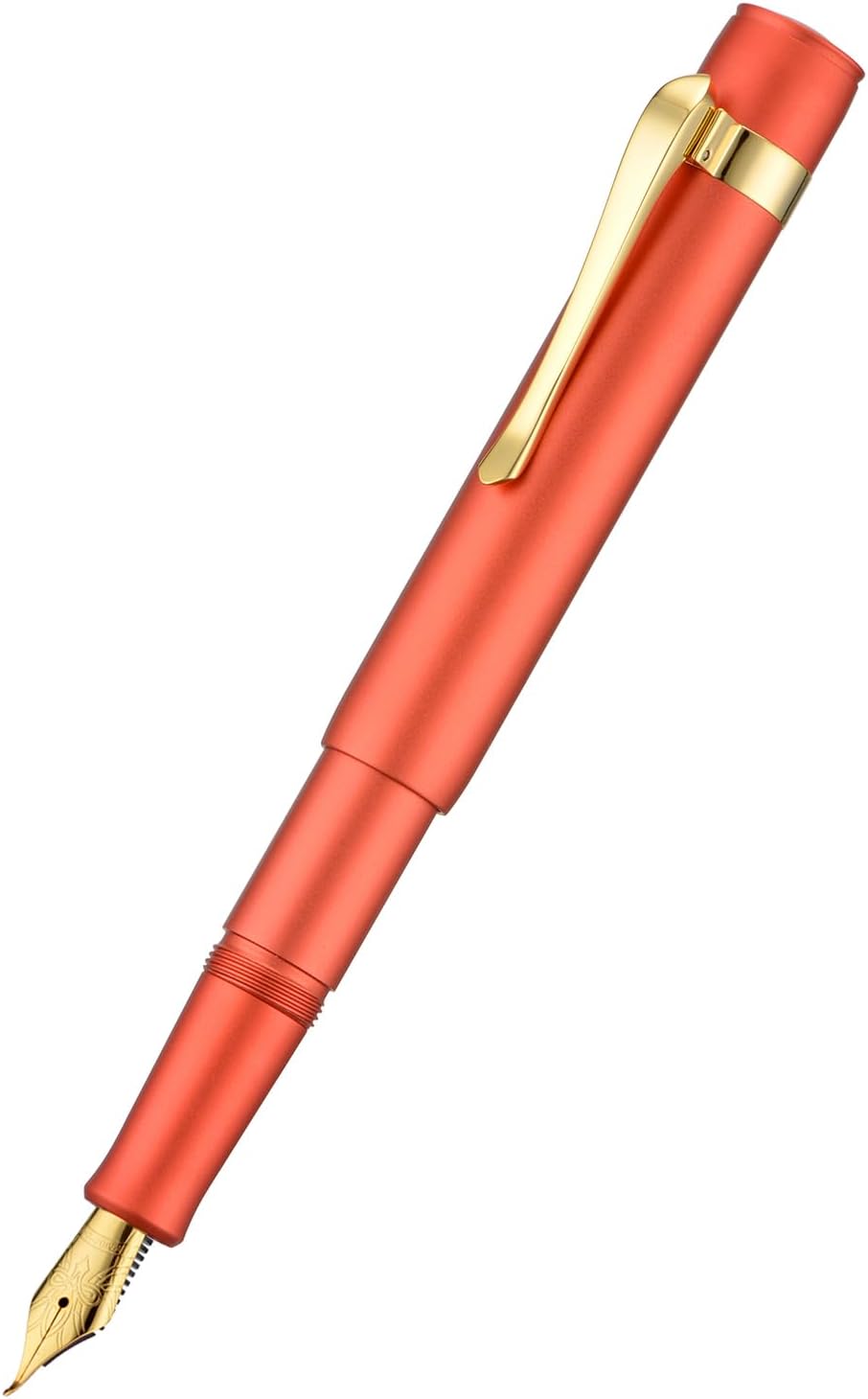Hongdian M2 Mini Fountain Pen with Bent Nib, Sleek Shape Aluminium Short Pocket Travel Pen (Orange