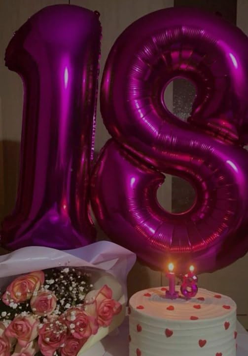 Hot Pink Number 7 Birthday Balloon 40 Inch, Digital Balloons for 7 17 27 70 77 Party Celebration