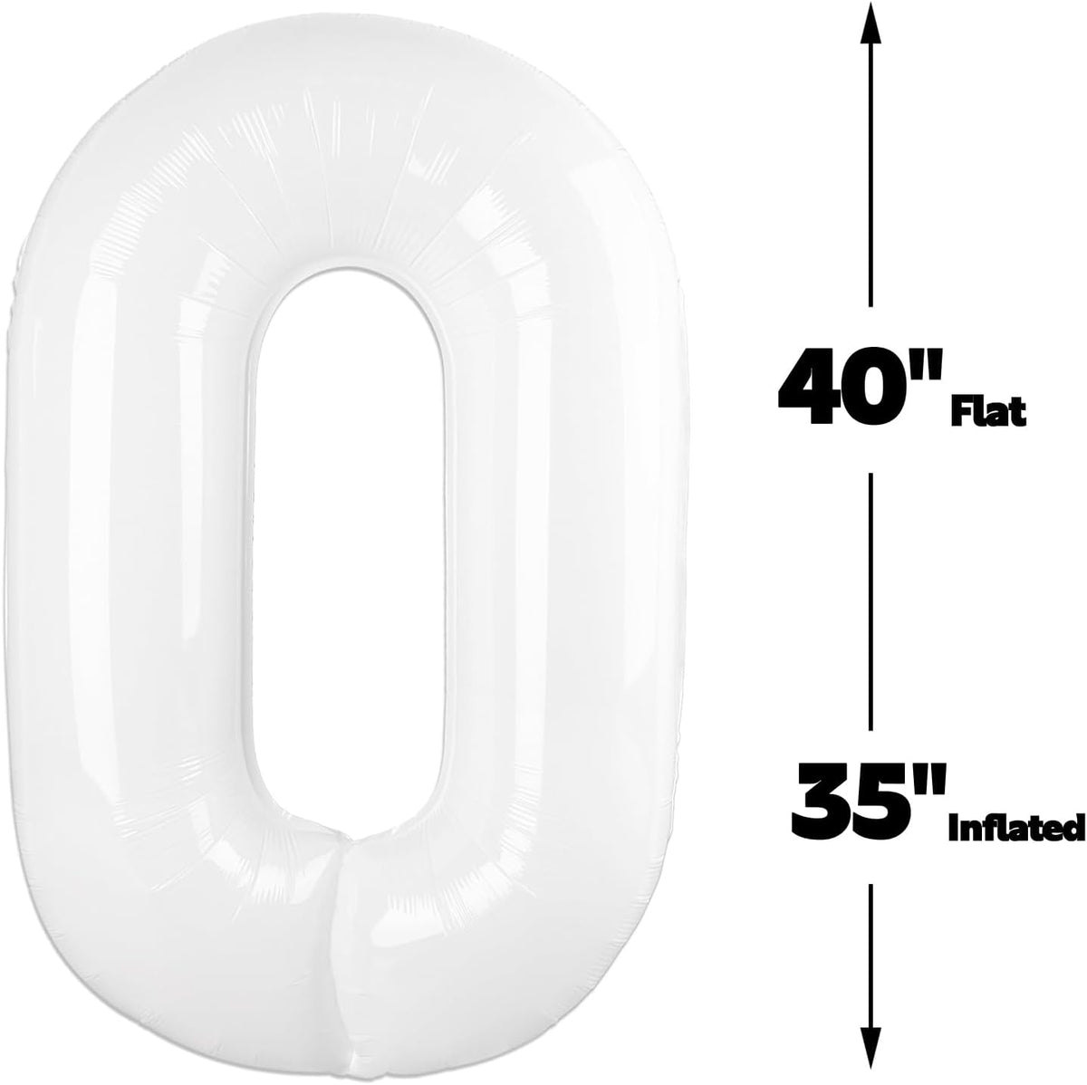 White 40 Inch 0 Number Balloons, 0 Decorations for 10 20 30 40 50 60 70 80 90 100 Birthday, White