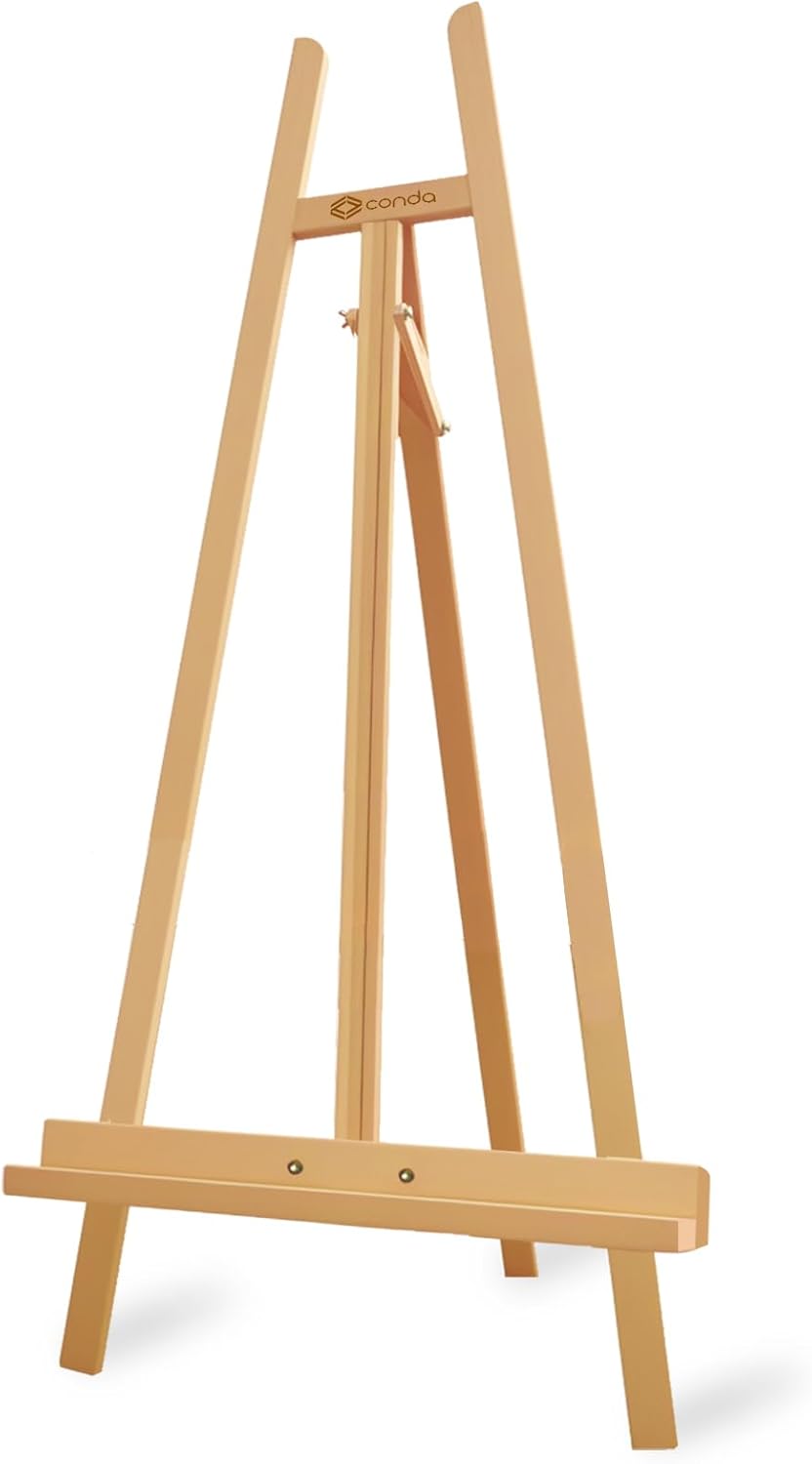 Heavy Duty A-Frame Wood Easel Stand - Adjustable Studio Easel Holds Large Canvas, Mirror, Wedding