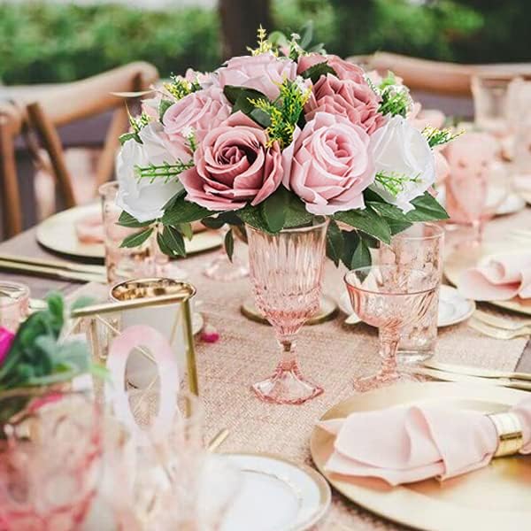 BLOSMON Dusty Rose Flowers Centerpieces: 6 Pcs Pink Roses Artificial Flowers Balls for Wedding