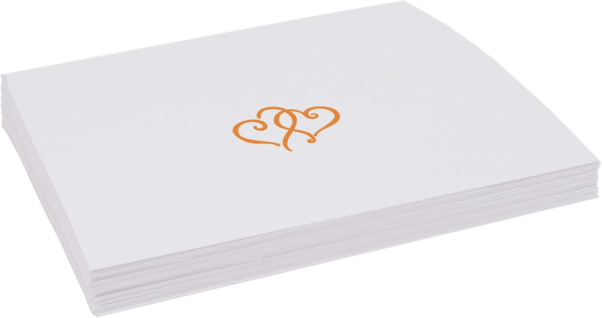 Linked Hearts Place Cards, Orange (Choose Color), Set of 150, Pre-cut and Scored - Wedding, Party
