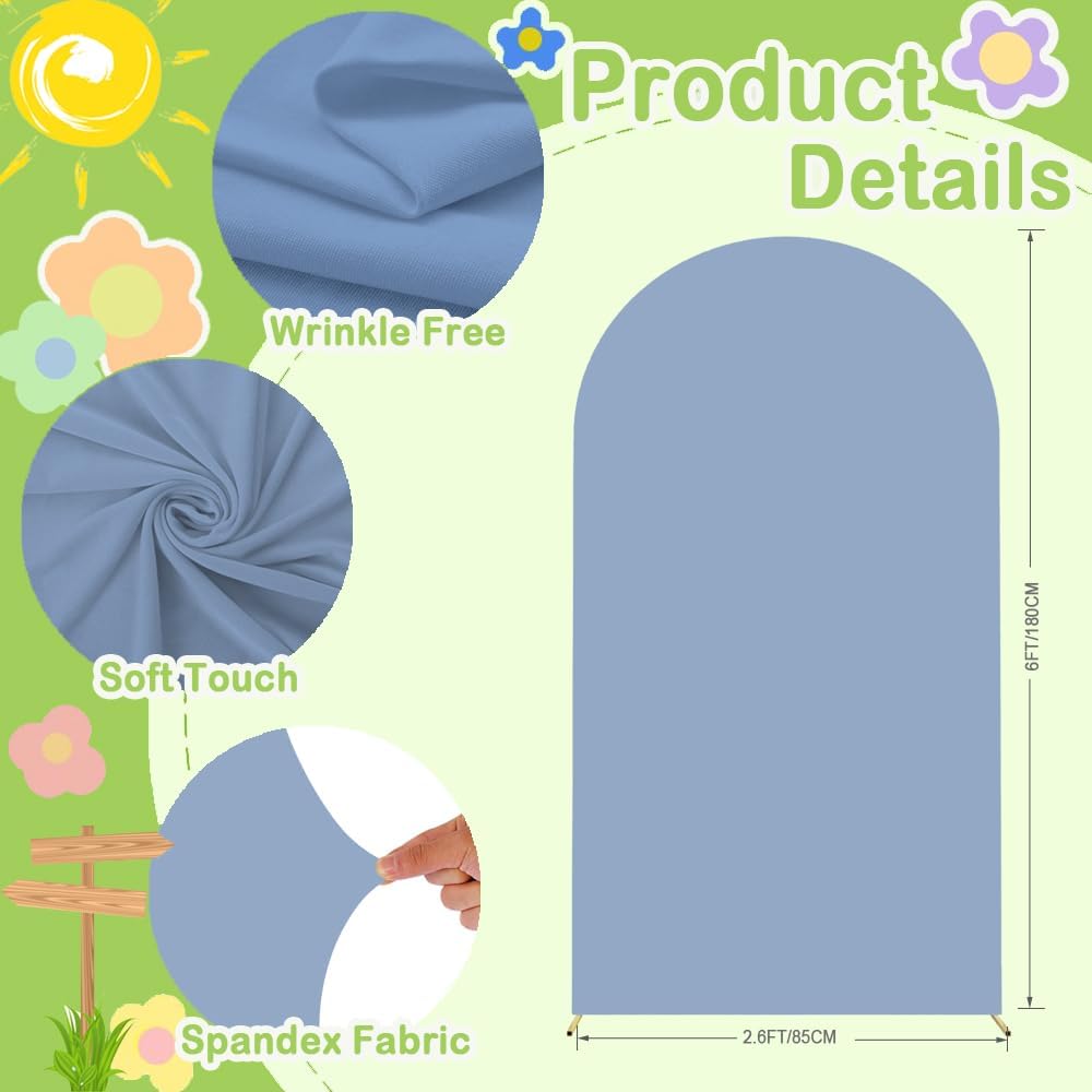 Wedding Arch Cover Dusty Blue 6FT Arch Backdrop Cover Spandex Covers for Arch Wall Panels Chiara