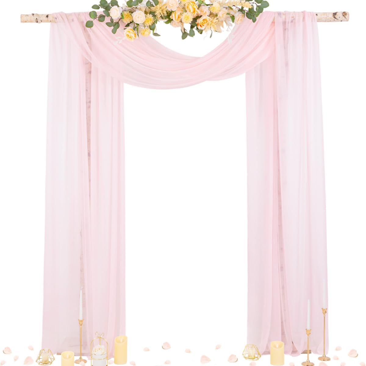 Socomi Blush Pink Wedding Arch Draping Fabric 29" x 20Ft 2 Panels Sheer Outdoor Curtain Drapes