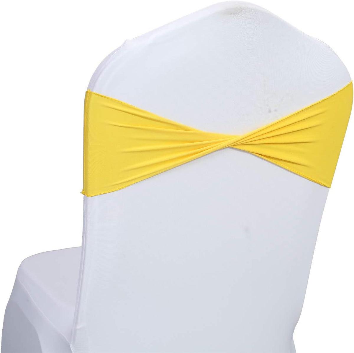 VDS Pack of 150 PCS | Yellow | Spandex Chair Sashes Bows Without Buckle | Stretch Elastic Banquet