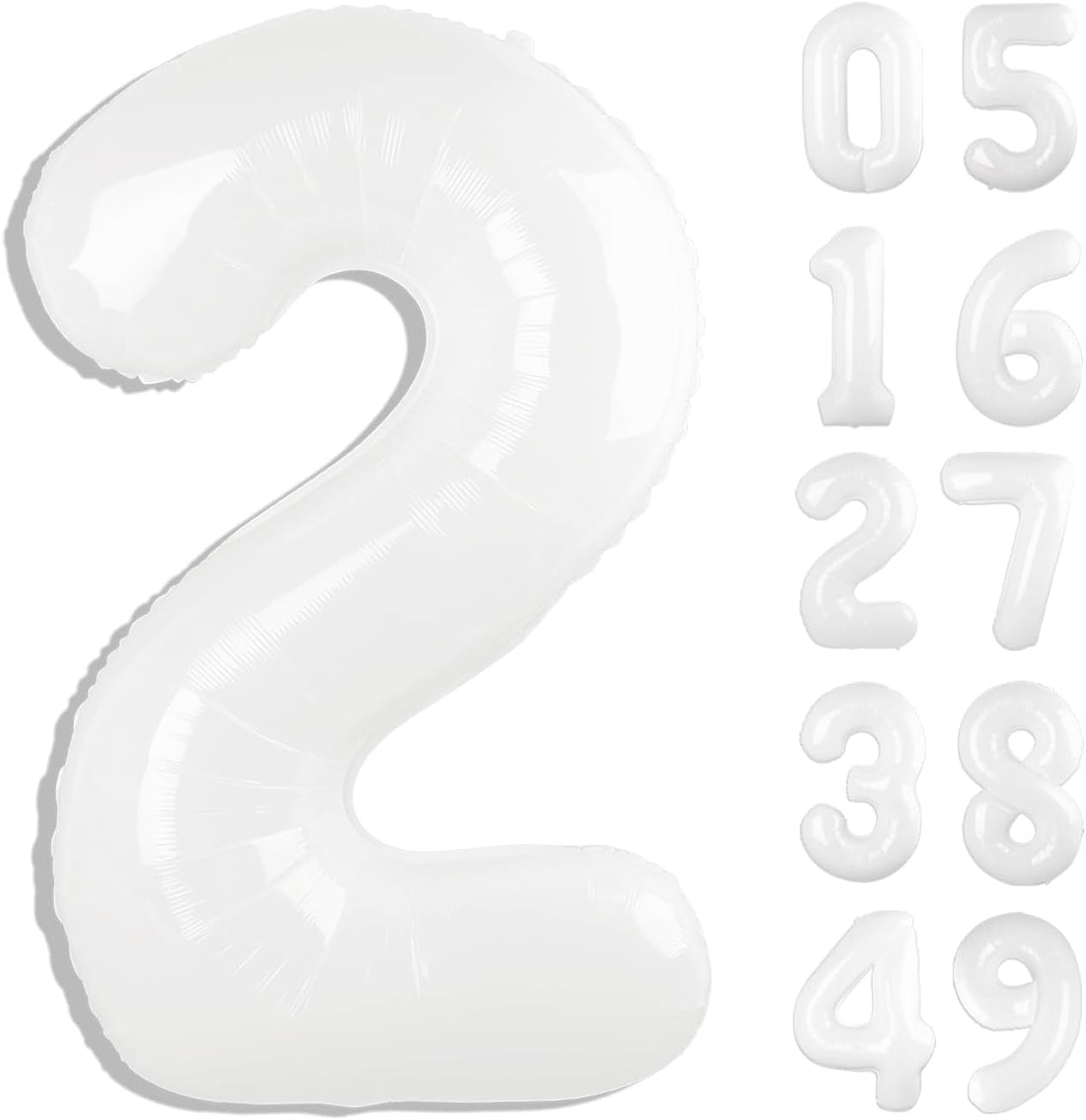 White 40 Inch Big Number Balloon Birthday Decoration, Number 2 Helium Balloon 12 20 22 23 24 26