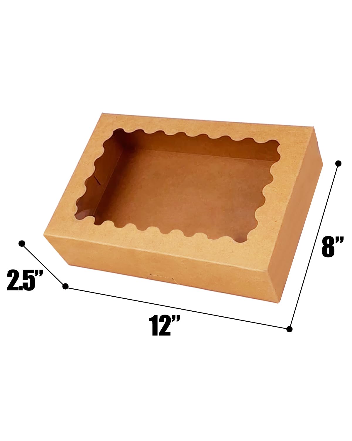qiqee Auto-pop up Brown Cookie Box with Window 12x8x2.5 inch 32 Packs Two Uses One Second Folding