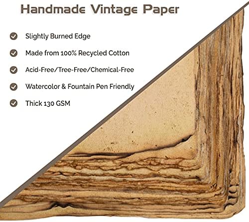 Wanderings Handmade Antique Blank Cards with Slighly Burned Paper Edge - 4"x6" Package of 50