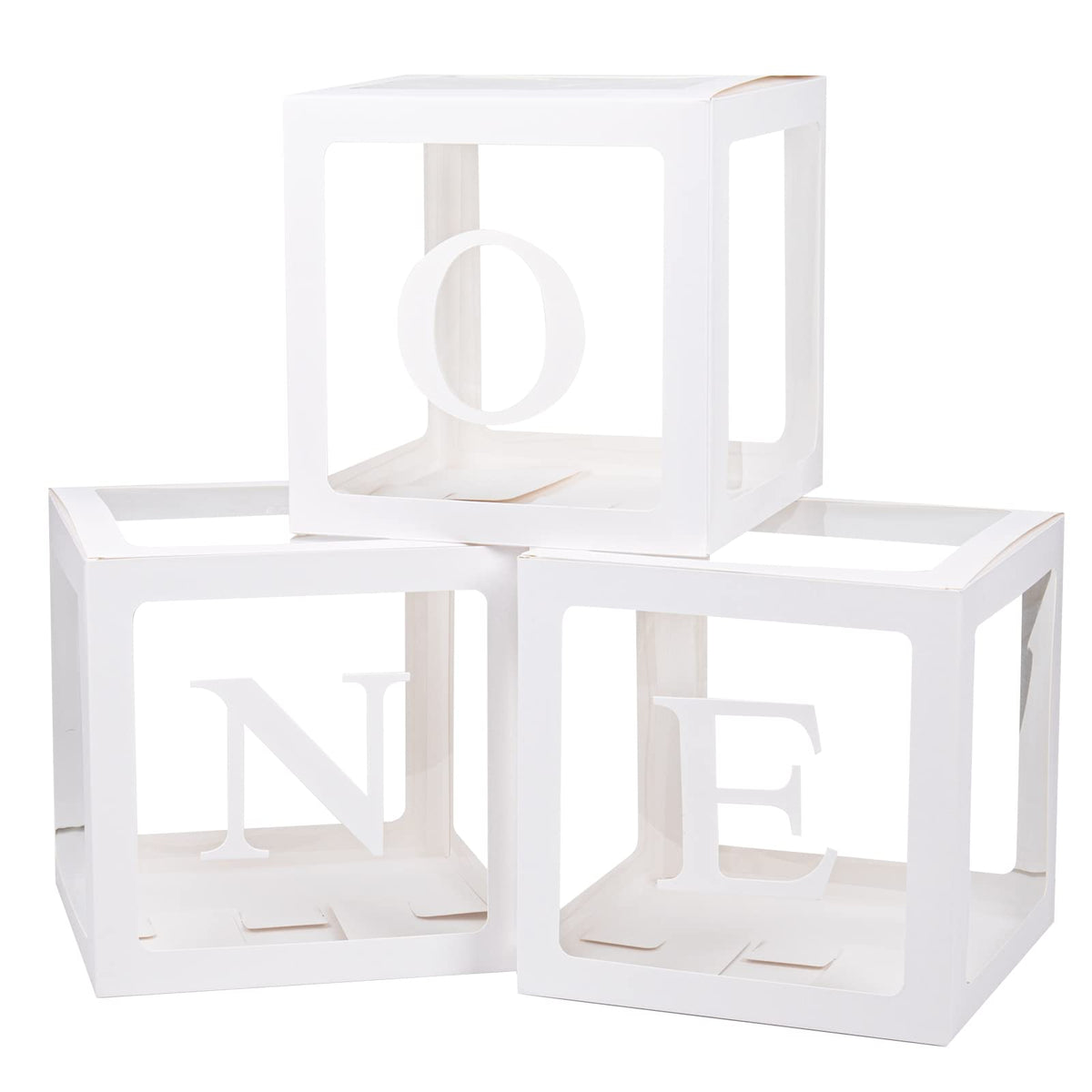 Keencopper First Birthday Decorations For Boy Or Girl, 3 Pcs ONE Balloon Boxes For 1st Birthday