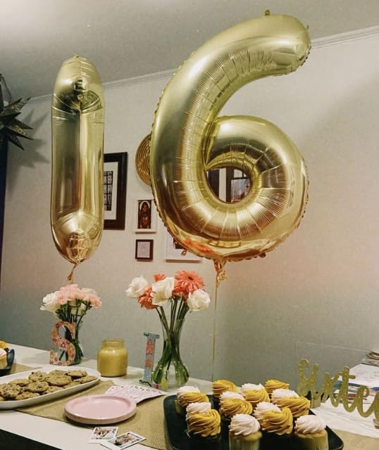 Light Gold Number 1 Balloon 40 inch, Number 1 Birthday Balloon for Boy Girl, Champagne Gold Foil