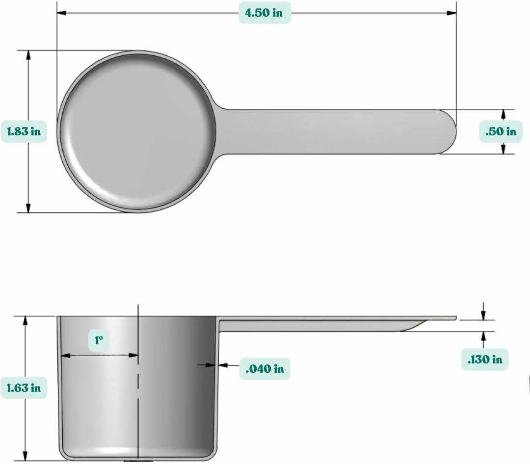 1/4 Cup (4 Tablespoon | 2 Oz. | 60 mL) Long Handle Scoop for Measuring Coffee, Pet Food, Grains