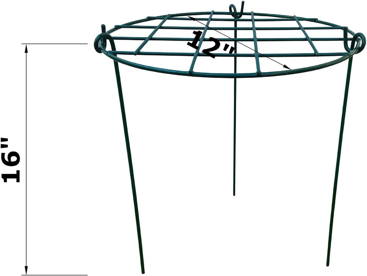 12 x 16 inch Poeny Cage Grow Through Grid Plant Brace Flower Support Rings, Pack of 10 Round Metal