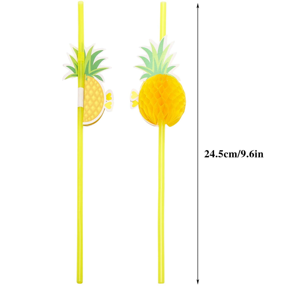 100PCS Flamingo Fruit Straws,Disposable Plastic Drinking Straws,Tropical Hawaiian Beach Summer Pool