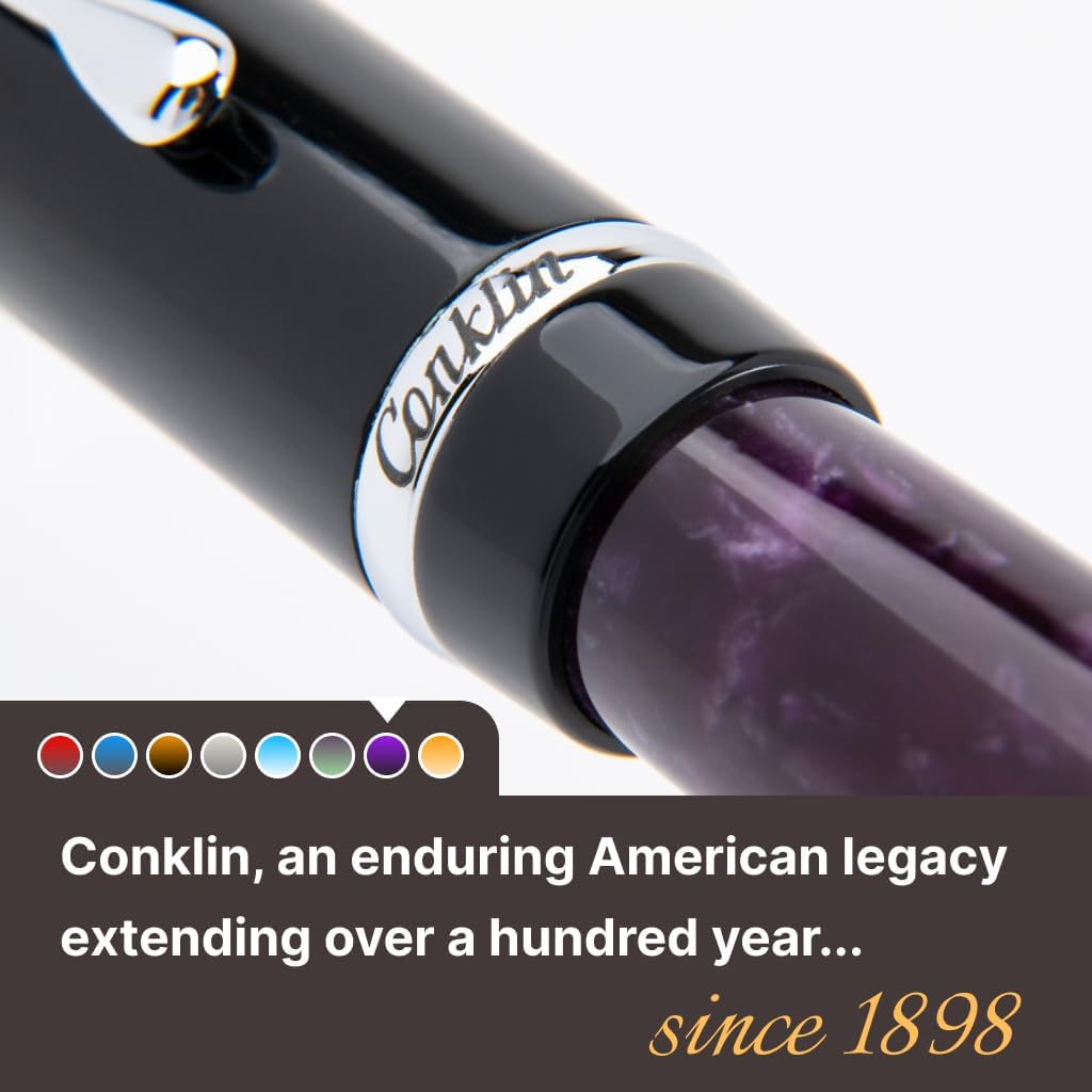 Conklin Duragraph Fountain Pen Purple Nights - Broad Nib, Elegant Writing Instrument with Rich