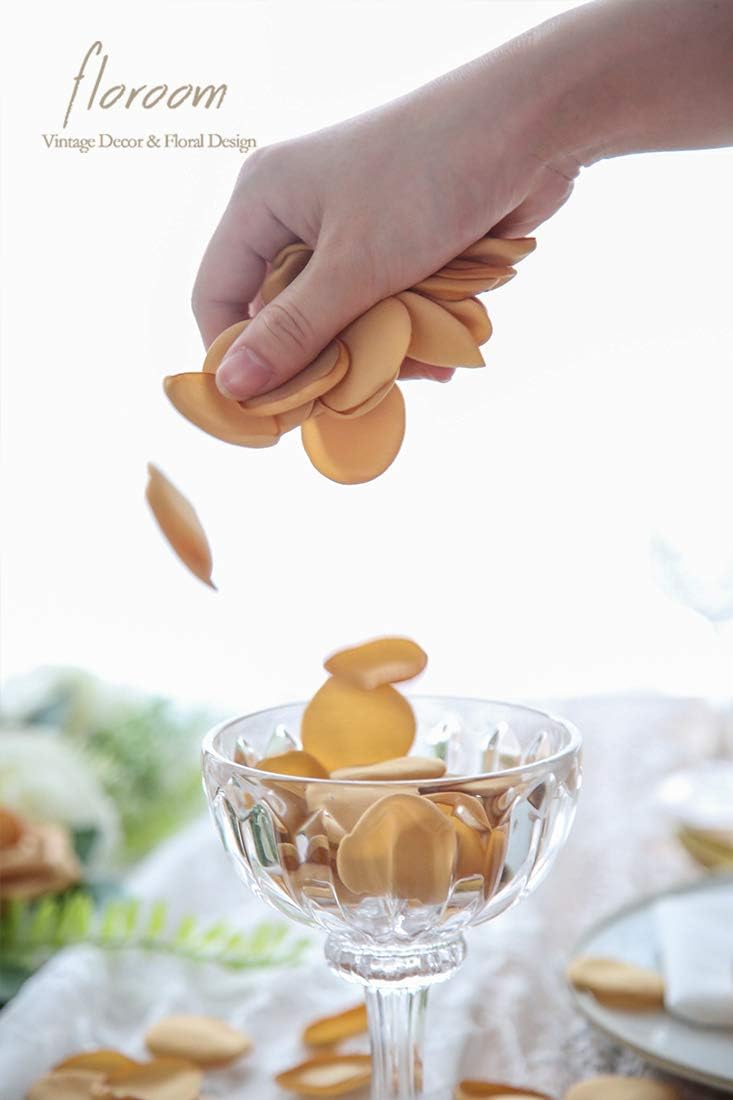 Floroom 300pcs Rose Petals Gold Faux Silk Flower Petals for Wedding Flower Girl Basket Aisle