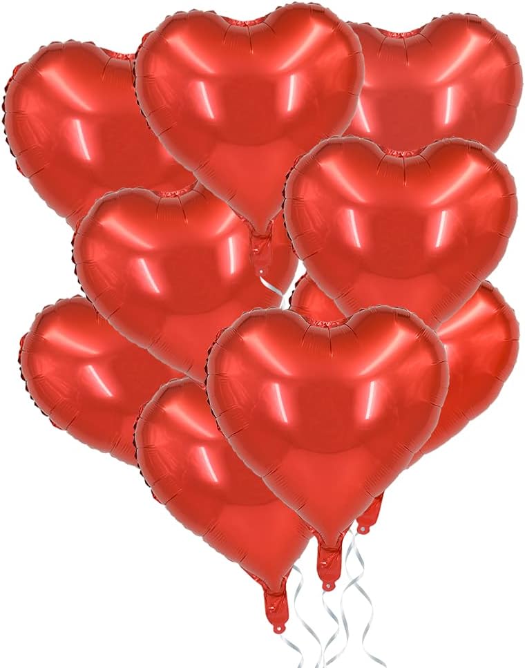 BEISHIDA 30 Red Heart Foil Balloons, 18 Inch, Perfect for Birthday, Wedding, Engagement