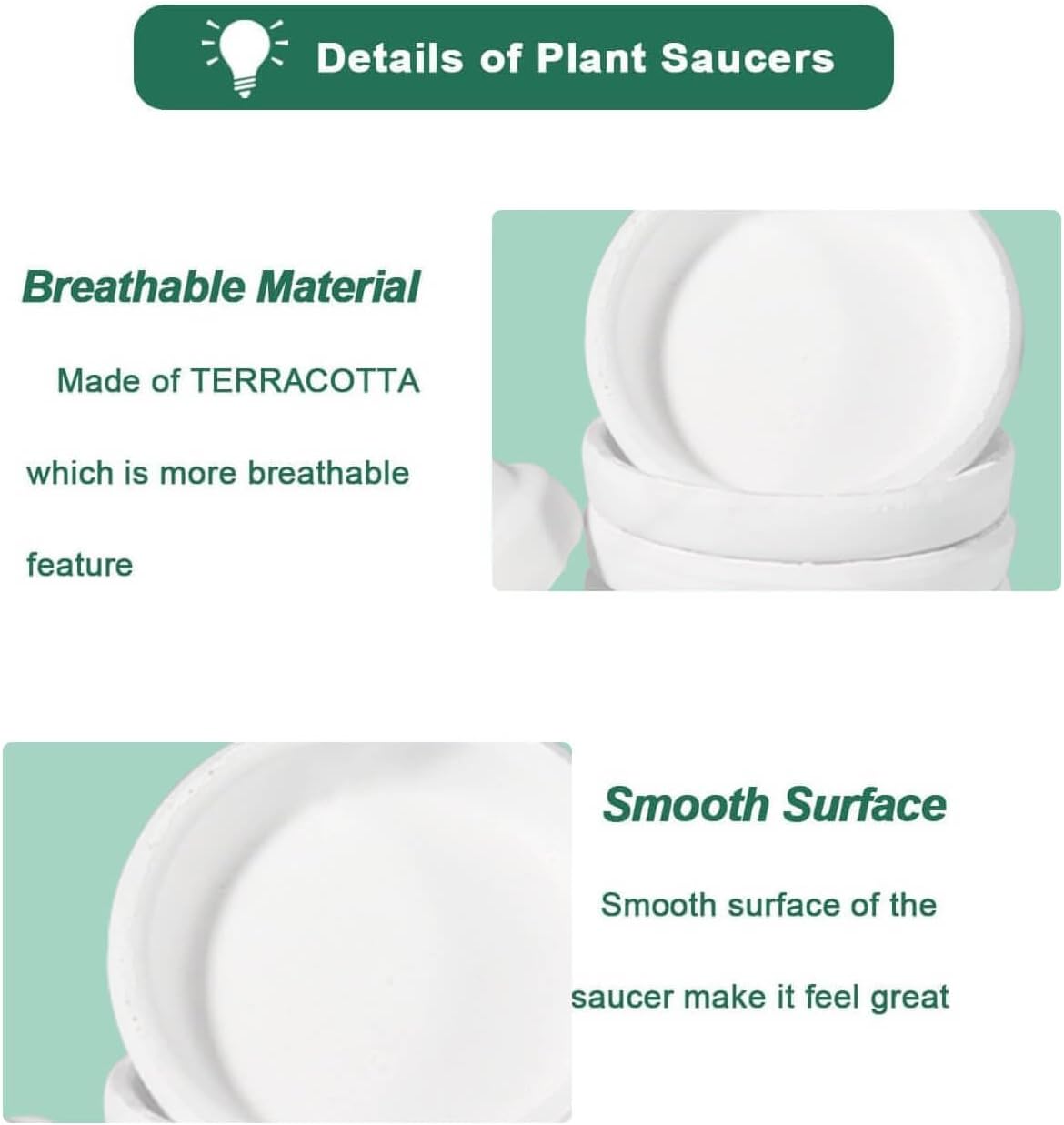 vensovo 2 Inch White Terracotta Plant Saucer Pots Tray - 12 pcs Mini Planter Saucers for Indoor &