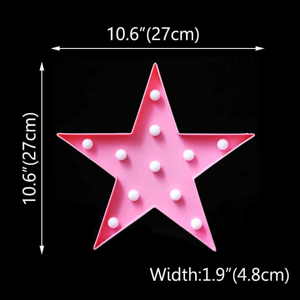 LED Marquee Star Sign Night Light, Battery Operated Star Shaped Desk Table Lamp for Kids, Baby