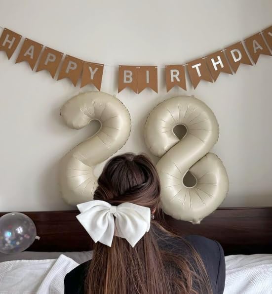 Cream White Foil Number 8 Balloon 40 Inch, Helium Mylar Eight Number 8 18 28 38 48 58 80 88
