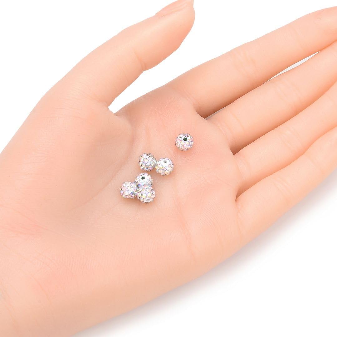 50pcs Adabele Grade A Suncatcher Crystal Rhinestone Pave Loose Beads 6mm Clear AB Polymer Clay