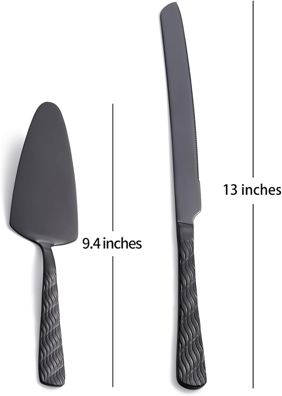 Black Cake Cutting Set, Stainless Steel Cake Knife and Server Set, Cake Pie Cutter Set for Wedding