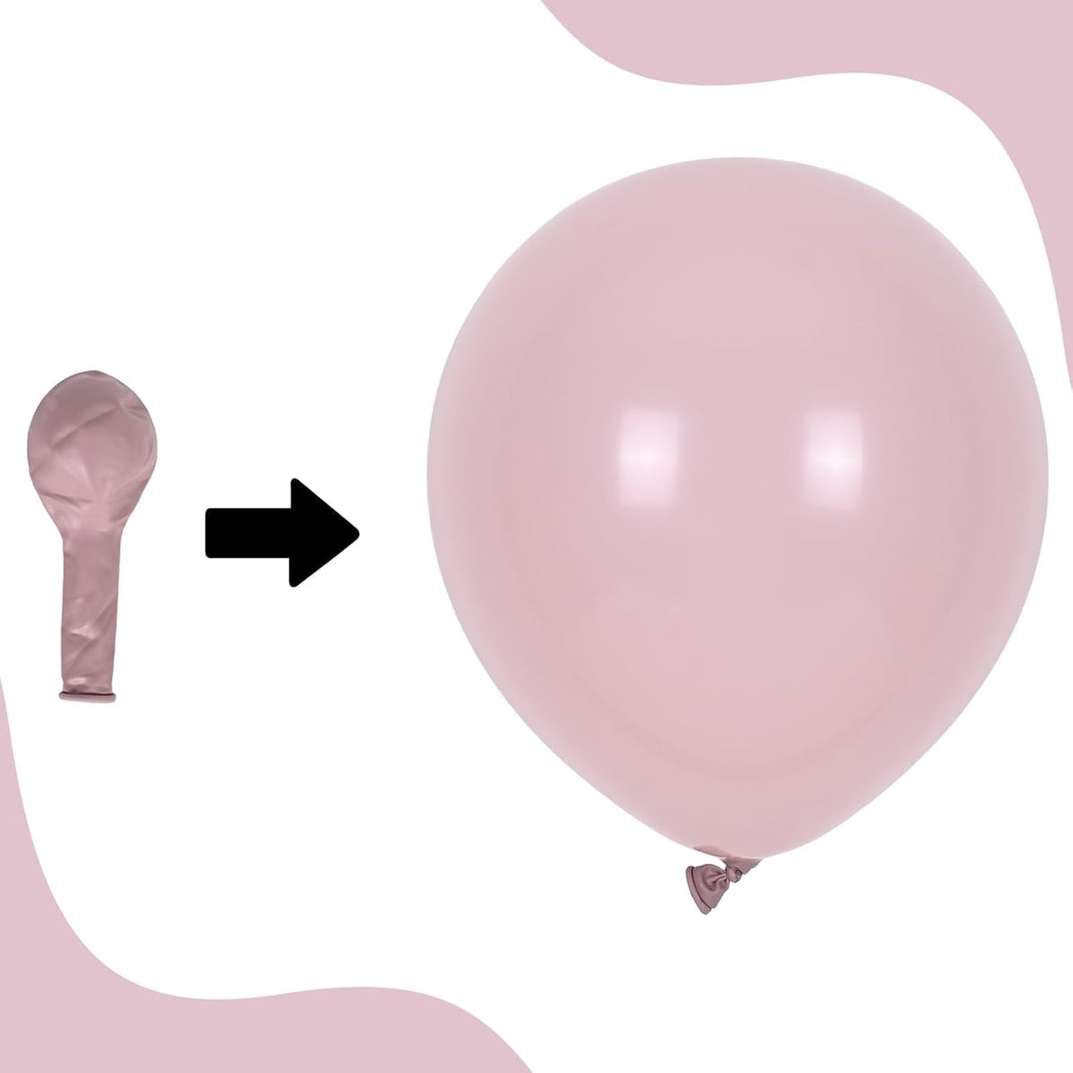 Dusty Pink Balloons, 50pcs Blush Light Pink Double Stuffed Pearl White Metallic Chrome Rose Gold