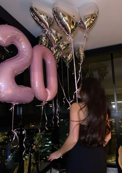 40 Inch Big Pearlescent Pink Number 2 Balloon Birthday Decoration, Number 2 Helium Balloon 12 20 22