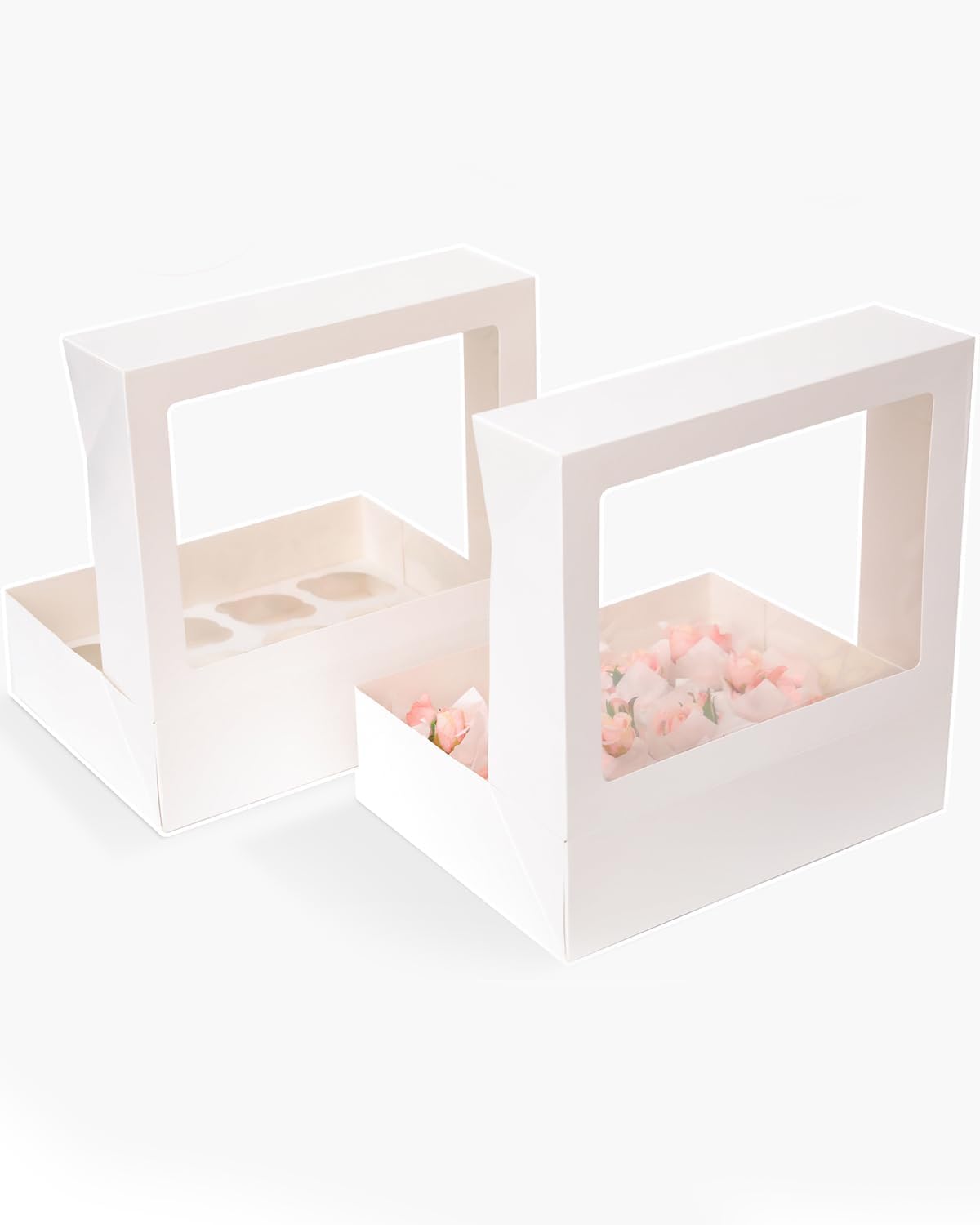 Bakepacker Auto-pop up 12 Cupcake Containers 6-Packs White Cupcakes Carrier, 12 Cupcake Boxes with