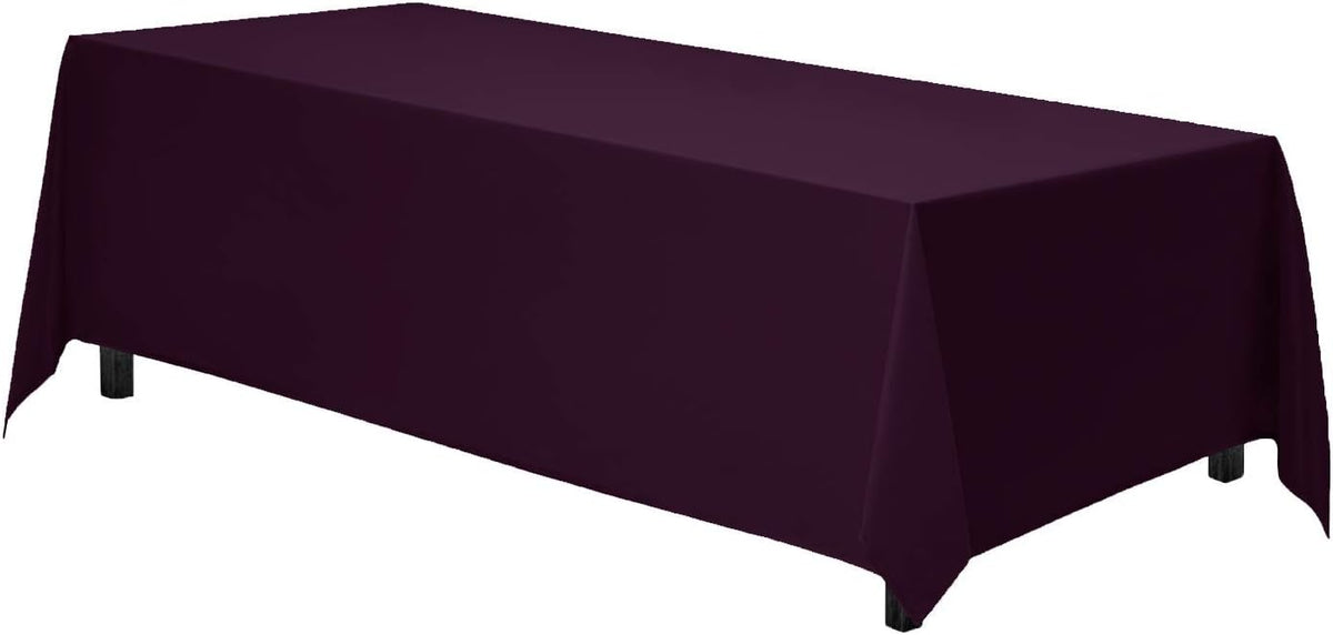 Gee Di Moda Rectangle Tablecloth - 90 x 132 Inch Eggplant - Heavy Duty Washable Polyester - 6 Ft