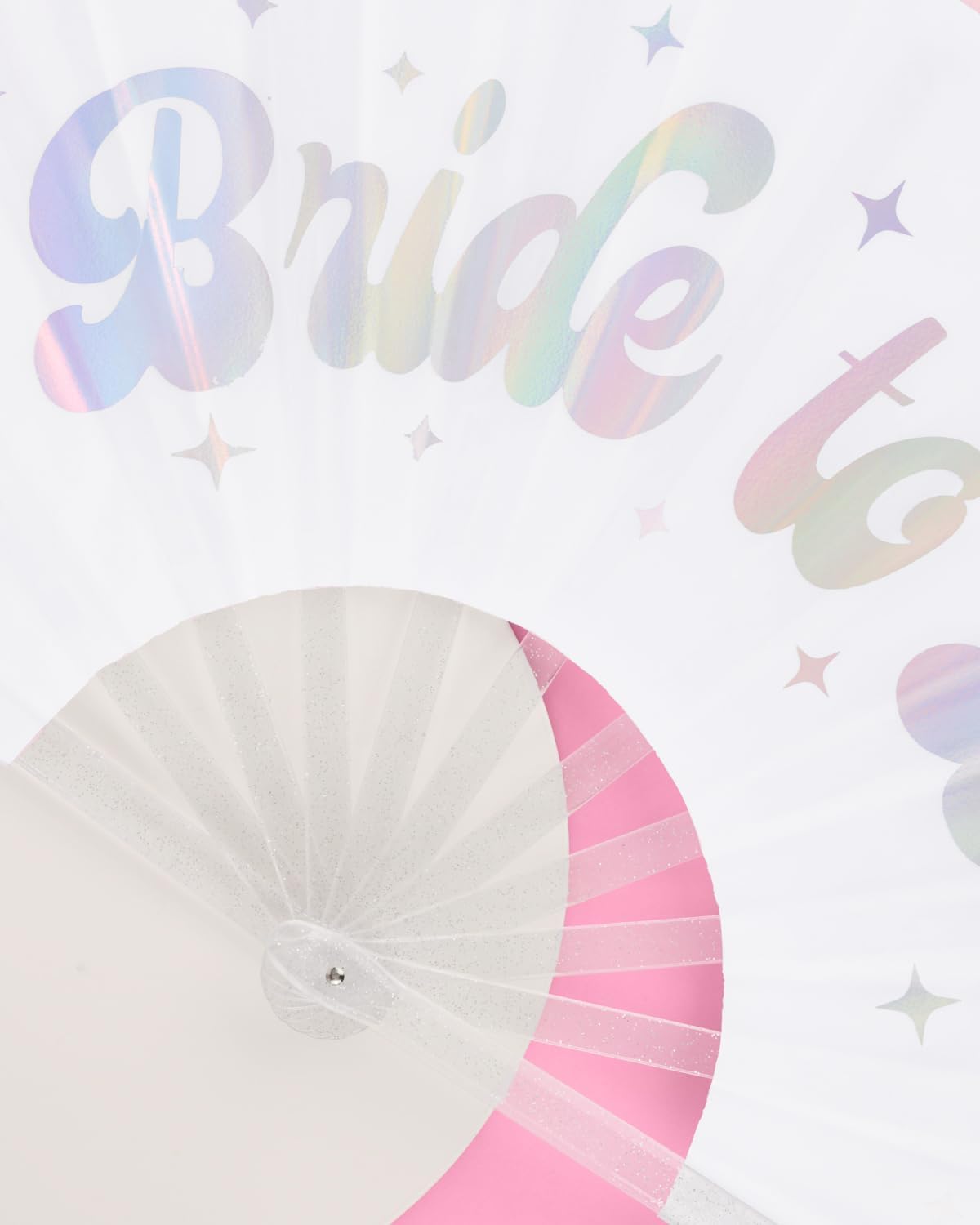 xo, Fetti Bride to Be Iridescent + Glitter Folding Fan | Bachelorette Party Decorations, Rave