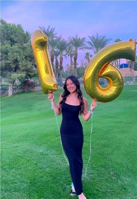 Gold 40 Inch Mylar Foil Number 6 Balloon, Birthday Digital Balloons for 6 16 Boy Girl Party