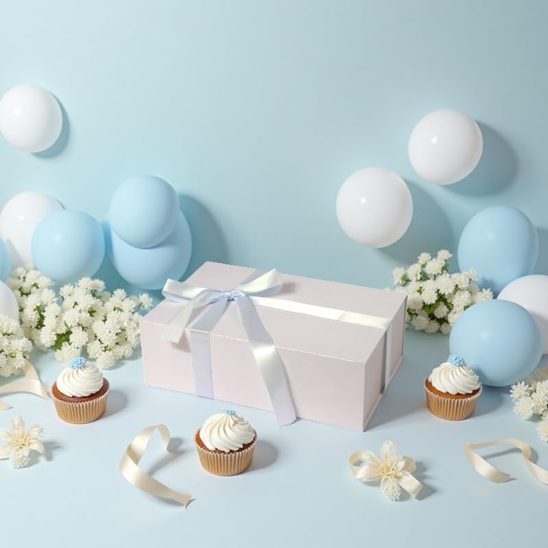 Large White Gift Box,13.75"x9"x4.5", Gift Boxes with Magnetic Lids for Presents Closure Gift
