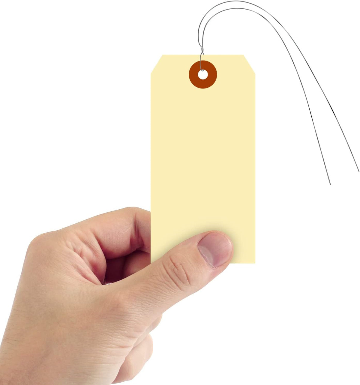SmartSign Blank Manila Shipping Tags with Wire - Pack of 1000, Size-5, 13pt Thick Prewired