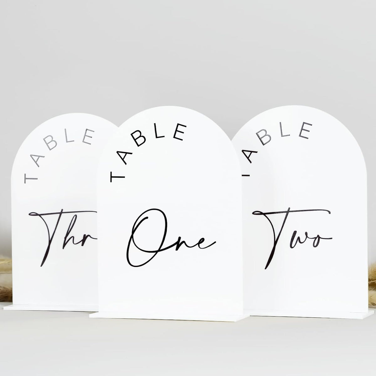 JINMURY White Arch Wedding Table Numbers 1-10 with Stands, 5x7 Inch Acrylic Arch Sign with Black