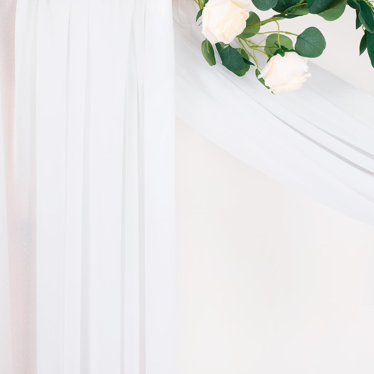 MLMC White Wedding Arch Draping Fabric 2 Panels 29" x 20 FT Extra Long Gauze Drapes Sheer Backdrop