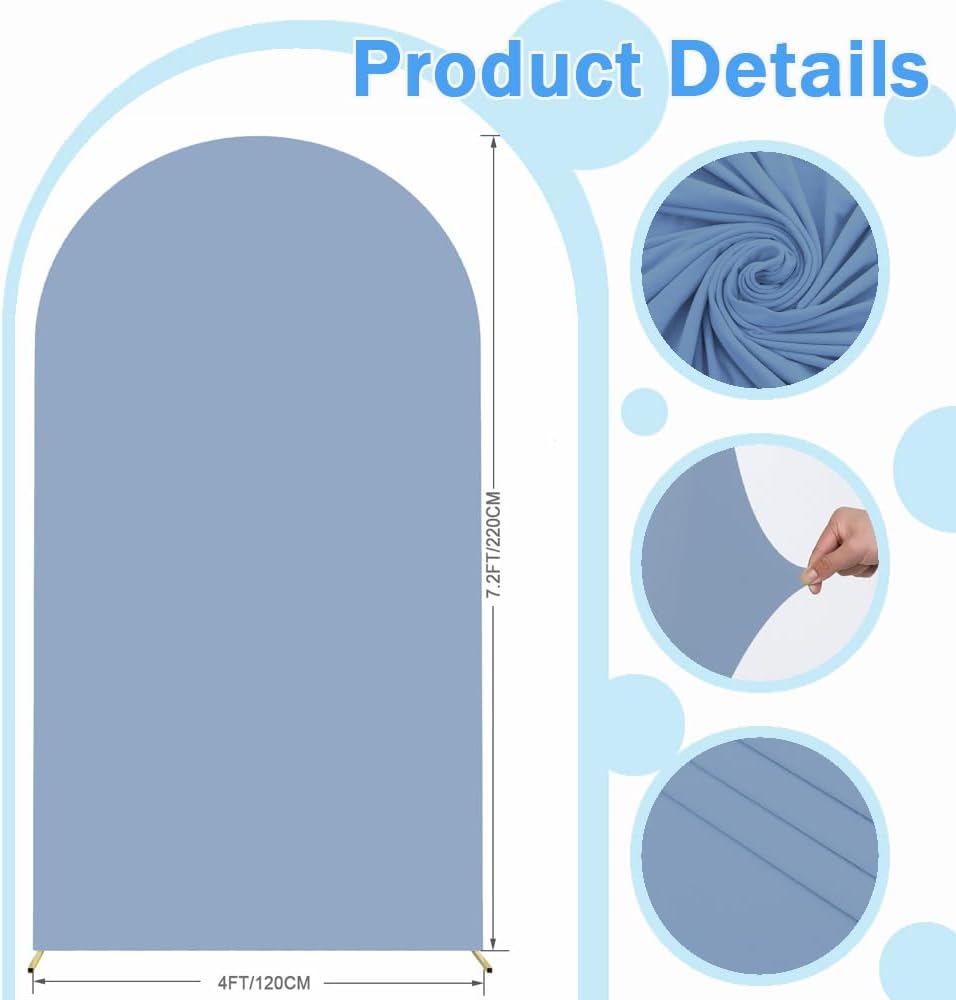 Wedding Arch Cover Dusty Blue Arches Stand Covers 7.2FT Arch-Backdrop-Cover Spandex Arch Covers