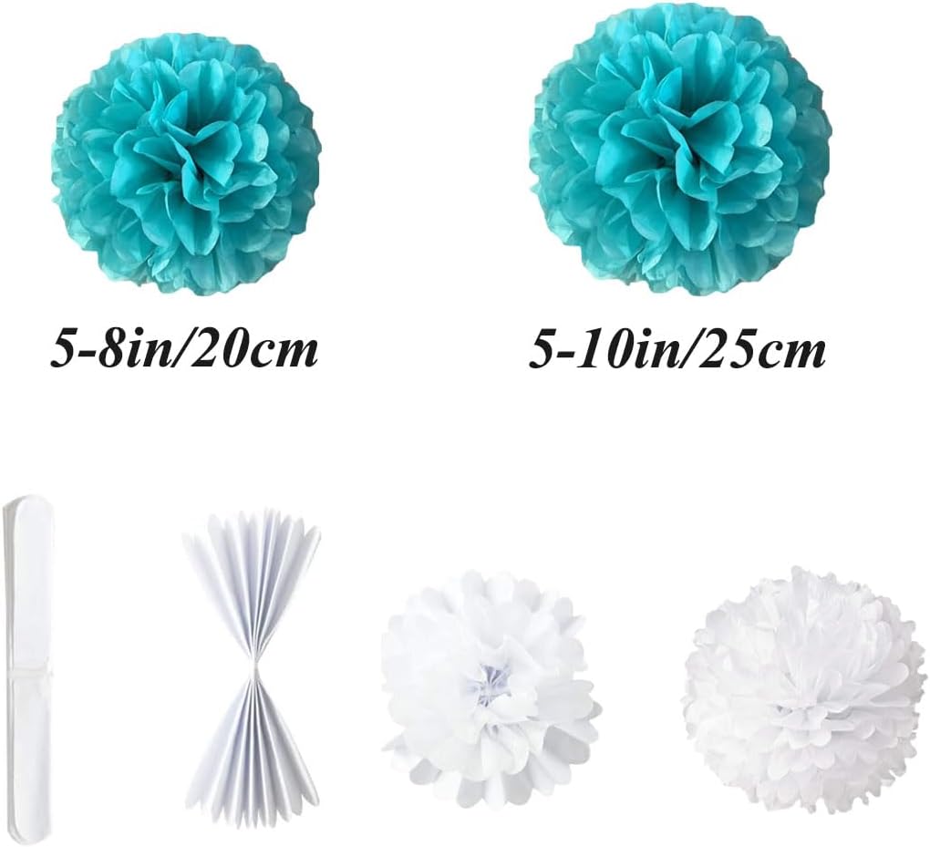 10pcs 8in 10in Paper Pom Poms Blue Tissue Paper Flower Hanging Paper Flower Balls Wedding Party